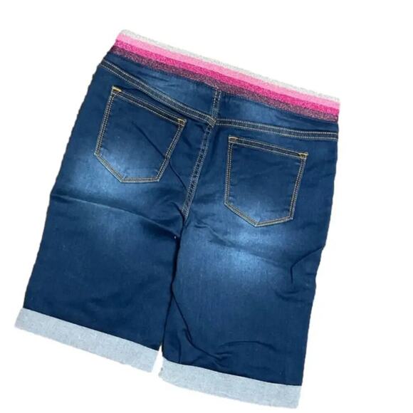 Vigoss Girls Jeans Shorts Bermuda Cuff Dark Blue Size Large NWT - Picture 2 of 3